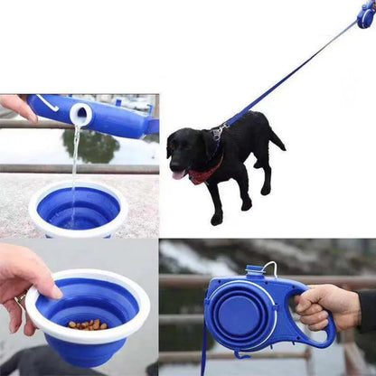 4-In-1 Durable Dog Leash Retractable Nylon Dog Leash with Water Bottle